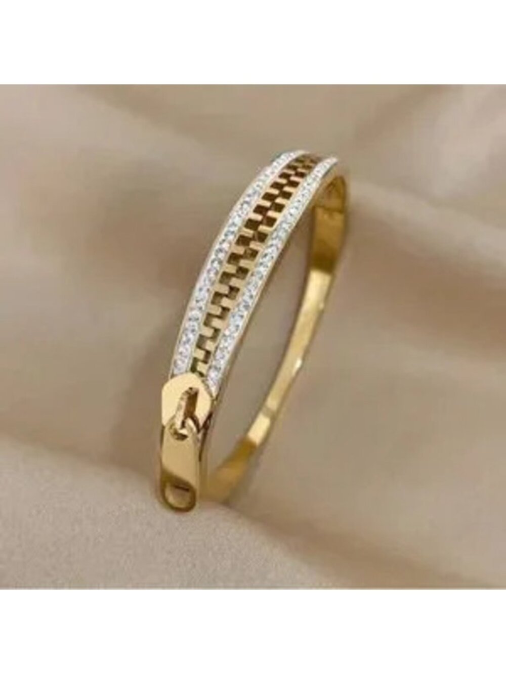 Gold Stainless Steel Zipper Design Bracelet Tarnish Resistant